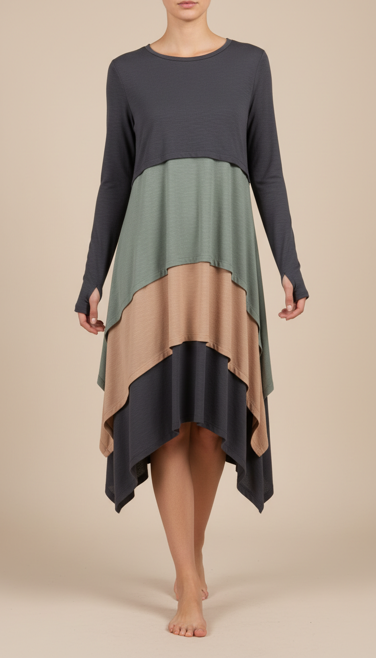 Layered Longline Tunic with Thumbhole Sleeves